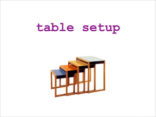 table setup
 