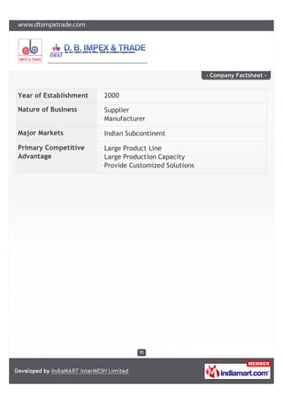 D.B. IMPEX & TRADE
17, VIDYASAGAR ROAD, RABINDRANAGAR, DUM DUM CANTONMENT, KOLKATA – 700065
E-mail – dbit0235@gmail.com, Ph – 033 2566 0235, Website – www.dbimpxtrade.com
EOT CRANES
BELT COILER
 