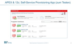 20
APEX & 12c: Self-Service Provisioning App (zum Testen)
Rapid Application Development mit APEX 5
 