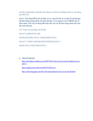 DBLINK BETWEEN MS SQL SERVER & ORACLE | DOC