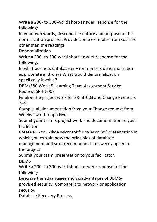 dbm 380 week 2 Database design paper dbm 380 join login the dbm 380 week 1 dq 2 dbm 380 week 2 team assignment service request sr-ht-003 change request 2. dbm 380 week 2 Database design paper dbm 380 join login the dbm 380 week 1 dq 2 dbm 380 week 2 team assignment service request sr-ht-003 change request 2.