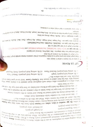 (CBSEN
Or
1.
Discuss
various
types
of
nunericc
fields
that
you
can
have
in
BASE.
Which
field
type
is
tihe upe
?
Explain
any
three
data
types
in
OpenOffice
Base.
Time
J
Null
value
represents
a
legal
empty
value
in
a
database.
Soluen
3
Different
field
properties
that
can
be
set
are
:
Entry
Required,
Length,
Decimal
Places,
Default
value
and
Form example.
J
Special
datatypes
include
:
Yes/No,
Image,
Binary
and
Other.
J
Numeral
data
types
are
:
Tiny
Integer,
Small
Integer,
Integer,
Big
Integer,
Float,
Real,
Double,
Numenc
2
Decimal.
3
Date/Time
data
types
are
:
Date[DATE],
Time[TIMEJ,
Date/Time[TIMESTAMP].
3
tec
data
ypes
are
Tet
()
(CHAR],
Tet
(VARCHARJ,
Tet[VARCHAR-IGNORECASE]
and
GVARCHAR.
J
Maximum
length
of
all
text
type
field
is
2
GB.
J
BASE
datatype
have
these
categories:
Text,
Date/Time,
Numeral
and
Special.
much
iength
as
needed
by
the
contents
of
the
field.
3
Fxed
length
fields
allot
same
length
to
all
fields
irrespective
of
their
contents
whereas
variable
length
jielas
2u.
(c)
By
setting
field
property
Decimal
Places
(d)
By
setting
field
property
Entry
Required
(b)
By
setting
field
property
Default
Value
JA
table
can
be
created
or
edited
in
design
view.
(d)
Default
value
property
LET
US
REVISE
empiovee.
How
can
Isha
achieve
this
?
creating
table,
Isha
has
been
asked
to
ensure
that
'Charity
Cause'
field
never
goes
blank
ior
a 32
Isha's
office
is
a
progressive
office
where
each
employee
must
commit
to
a
charity
catuse
(b)
Length
property
value
int
these
fields.
a
Isha
should
change
the
field
type
of
Bonus
and
Salary
as
lext
type
and
type
Rs'
(a)
By
setting
field
property
length
(c)
Isha
should
use
Text
type
for
these
fields
so
that
commas
can
be
inserted
in
the
values
k
Isha
should
choose
the
field
format
for
Bonus
and
Salary
as
the
currency
forrma
look
stinct
s, that
the
clearlv
tell
about
the
money
value.
What
can
Isha
do
to
achieve
this
(Salary
and
Bonus)
should
(a)
Isha
cannot
show
two
number
fields
differently
from
others.
31
In
tables,
the
age
number
of
days,
salary
and
bonus
fields
have
the
sarne
data
type
ber
()
Decimal
places
property
(a)
Entrv
Required
property
policv
of
the
organisation,
minimum
guaranteed
yearly
Bonus
is
7500/-
Bonus
can
be
ever
depending
upon
the
performance
of
the
employee.
What
should
Isha
set
so
that
the
rniritr
30.
While
creating
tables
for
emplovees,
in
one
of
the
tables,
there
is
a
field
namely
Bonus
amount
of
bonus
is
automatically
inserted
in
the
Bonus
field
2
174
However,
the
boss
wants
the
field
storing
noney
values
 