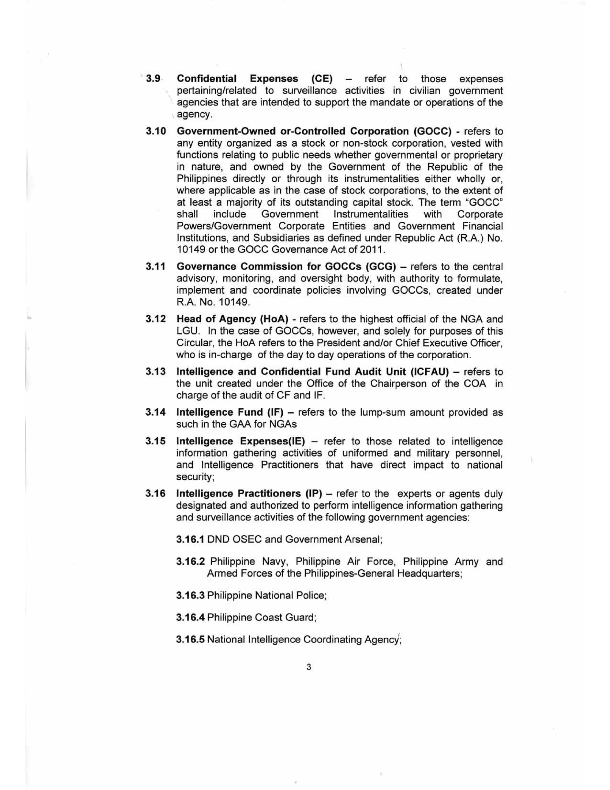 GUIDELINES ON THE ENTITLEMENT, RELEASE, USE, REPORTING AND AUDIT OF CONFIDENTIAL AND/OR INTELLIGENCE FUNDS