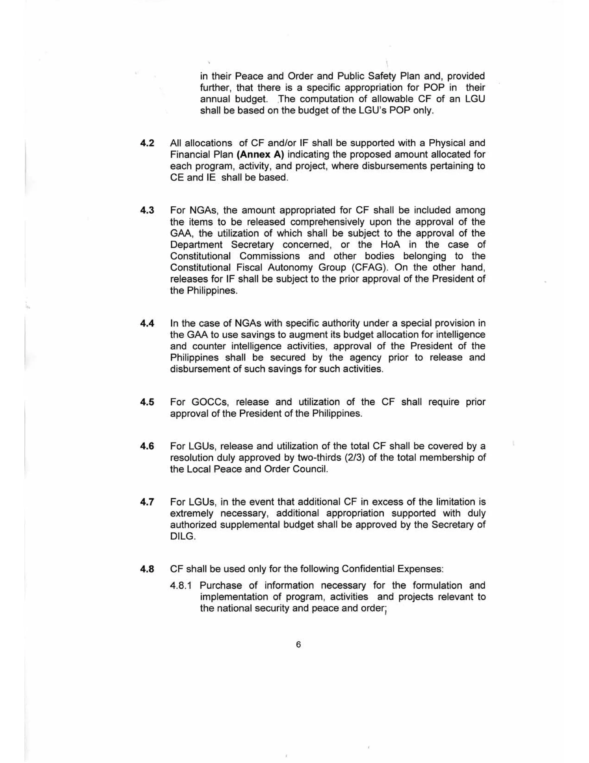 GUIDELINES ON THE ENTITLEMENT, RELEASE, USE, REPORTING AND AUDIT OF CONFIDENTIAL AND/OR INTELLIGENCE FUNDS