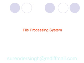 File Processing System




surendersingh@rediffmail.com
 