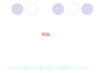 SQL




surendersingh@rediffmail.com
 
