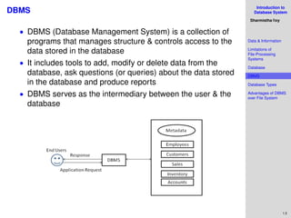 Database Management System- Introductory Slide -01 | PDF