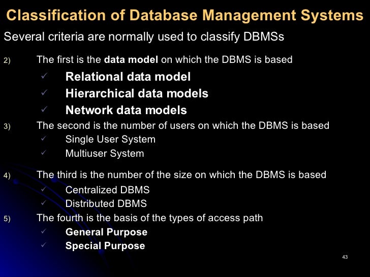 Classification Of Ddbms , Types of Database Management Systems – AUXR