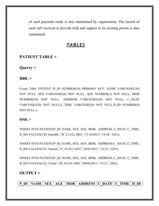 Medical Client Table In Sql health care management | DOC