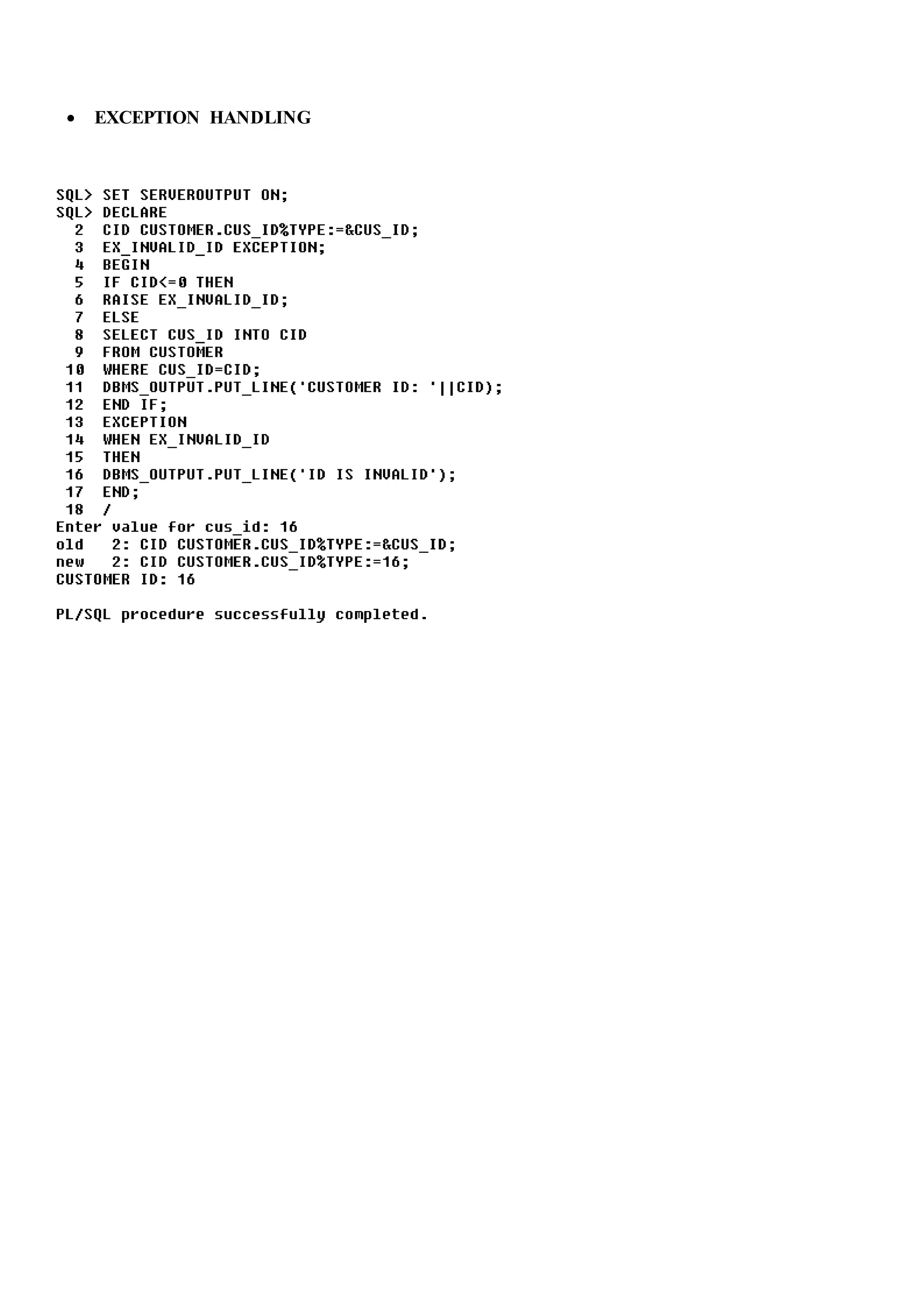  EXCEPTION HANDLING
 