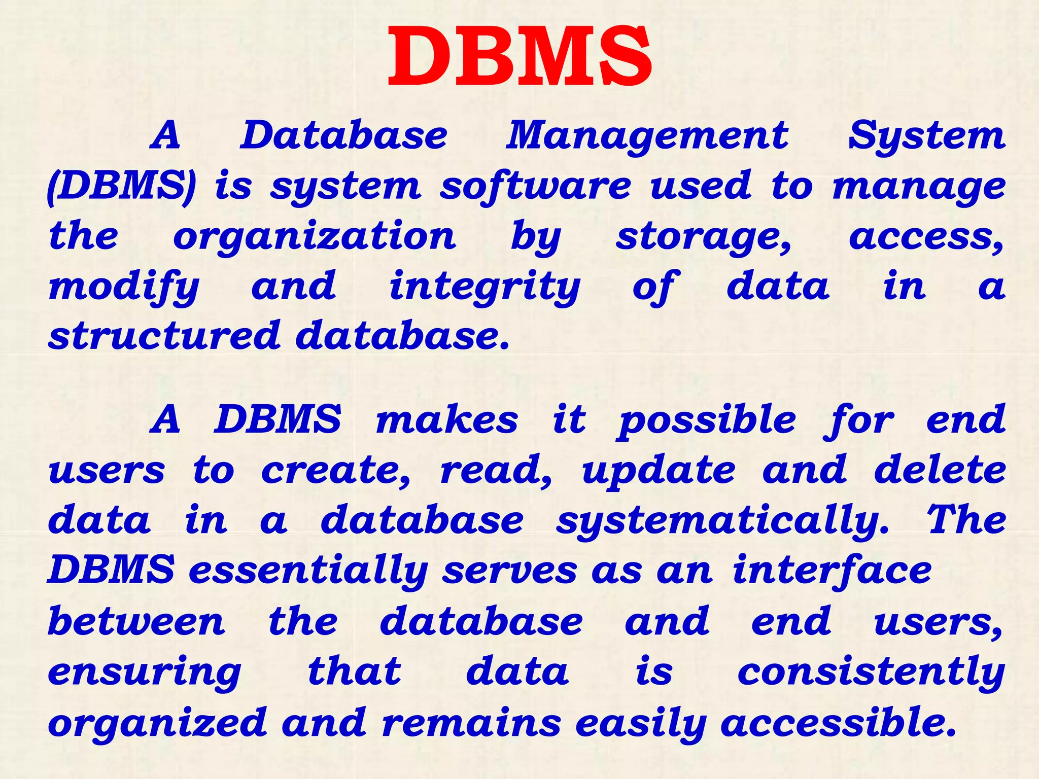 DATABASE MANAGEMENT SYSTEM | PPT