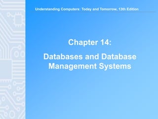 Understanding Computers: Today and Tomorrow, 13th Edition
Chapter 14:
Databases and Database
Management Systems
 