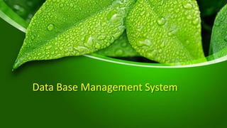 Data Base Management System
 