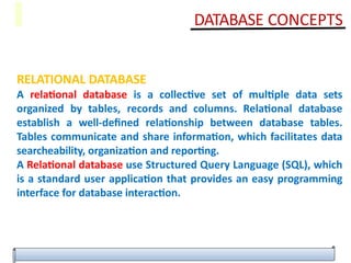 RELATIONAL DATABASE MANAGEMENT SYSTEM - dbms concept | PPTX