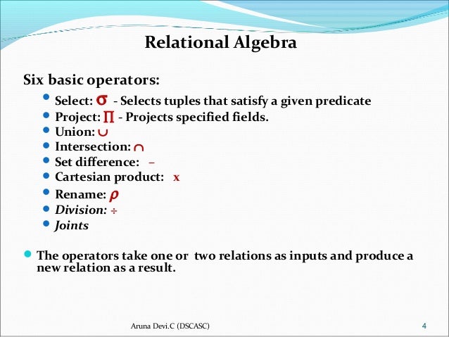 relational algebra symbols