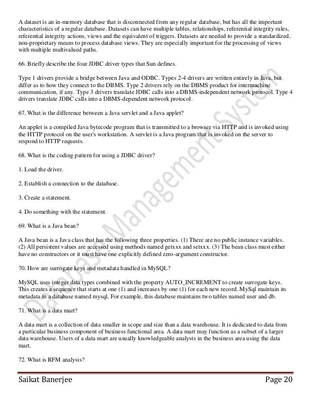 dbms interview questions with answers pdf