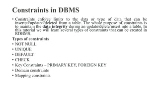 DBMS-Keys , Attributes and Constraints.pptx