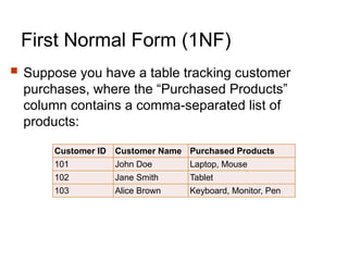 How To Write One Normal Form Database Introduction to database design and normal forms | PPTX