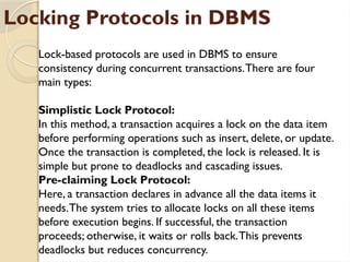 DBMS - Unit 3 - Transactions - Deadlock - Schedules | PPTX