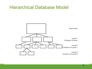 12
Hierarchical Database Model
 