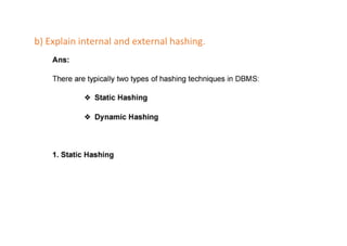b) Explain internal and external hashing.
 