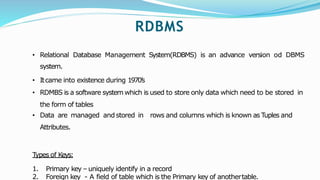 DBMS & RDBMS | PPTX | Databases | Computer Software and Applications image.