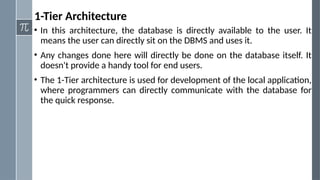 Comprehensive Overview of DBMS Architectures: 1-Tier, 2-Tier, and 3 ...
