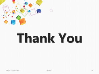 Thank You
DBMS-3330703-2017 36
HKPATEL
 