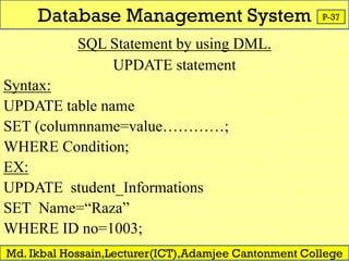 dm sql syntax summary data management sql –... DBMS Class Presentation for English Version. | PDF