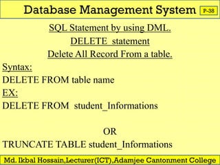 dm sql syntax summary data management sql –... DBMS Class Presentation for English Version. | PDF