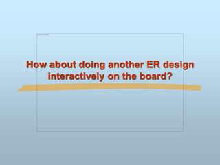 How about doing another ER design
interactively on the board?
 