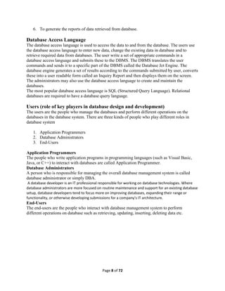 Database Management Systems Full notes.pdf