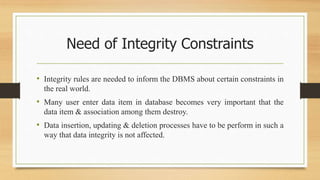 DBMS Integrity rule | PPTX | Databases | Computer Software and Applications