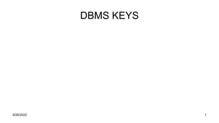 DBMS KEYS
9/26/2022 1
 