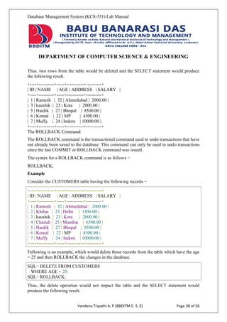 Data base management system LAB MANUAL KCS 551.pdf