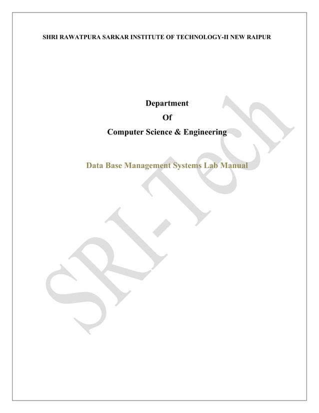 Dbms lab Manual PDF