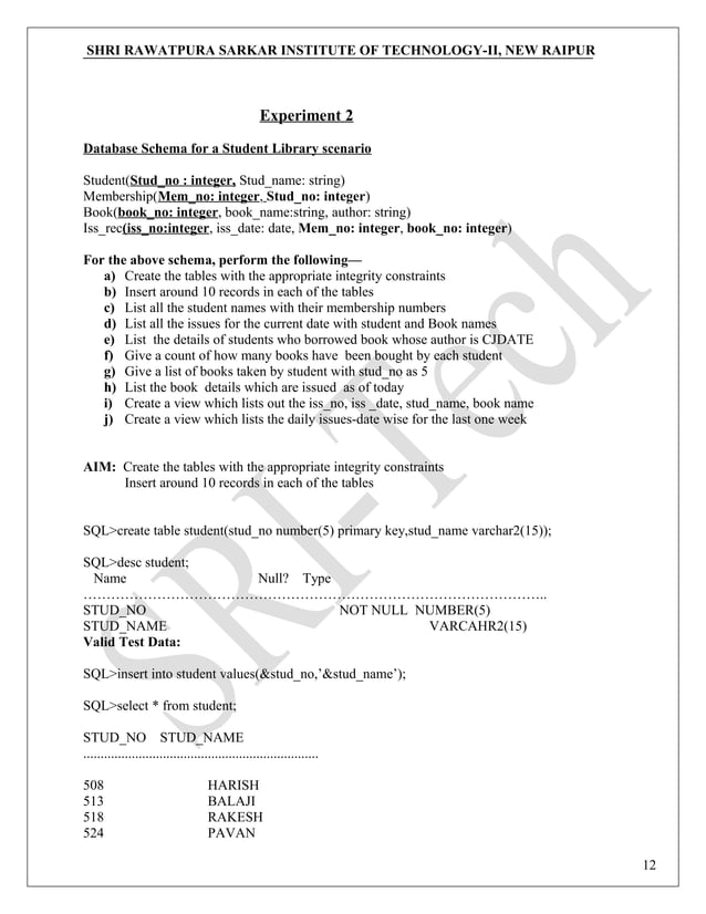 Dbms lab Manual PDF
