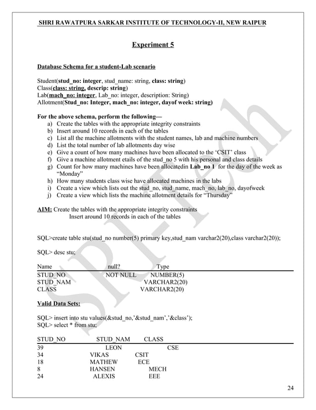 Dbms lab Manual | PDF