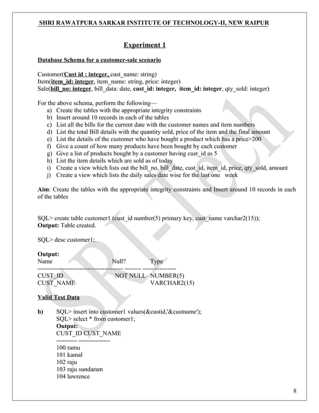 Dbms lab Manual PDF