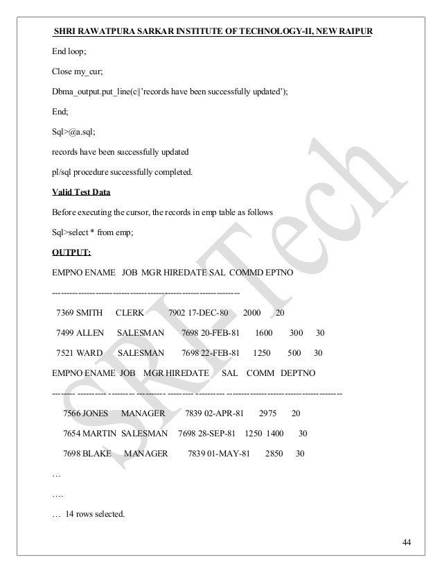 Dbms Lab Manual