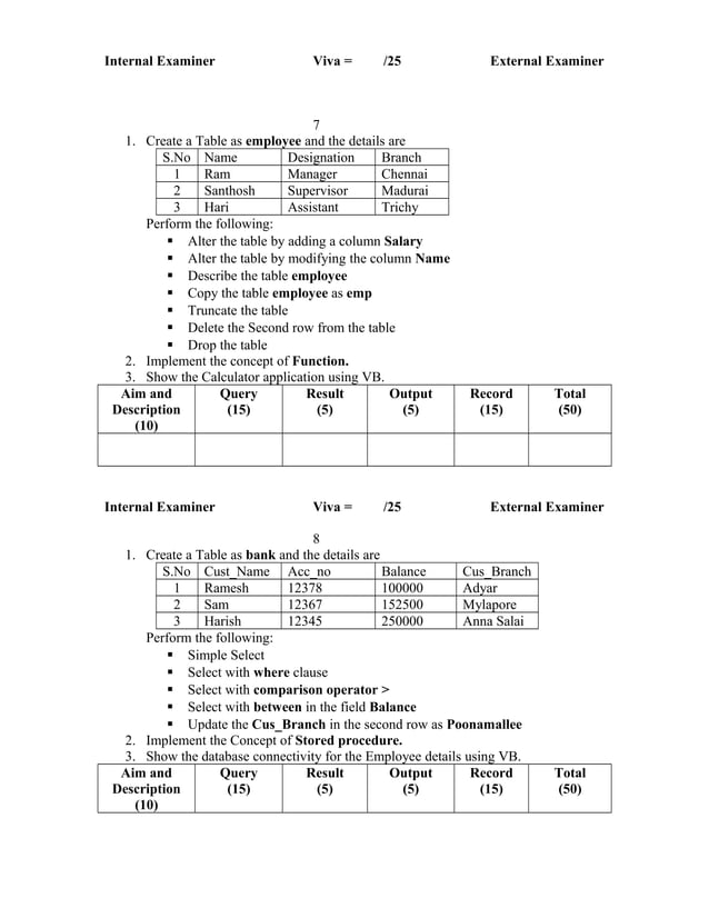 Dbms lab questions PDF