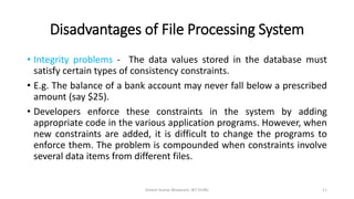 Dbms Notes Lecture 1 : Drawbacks of File processing system | PDF