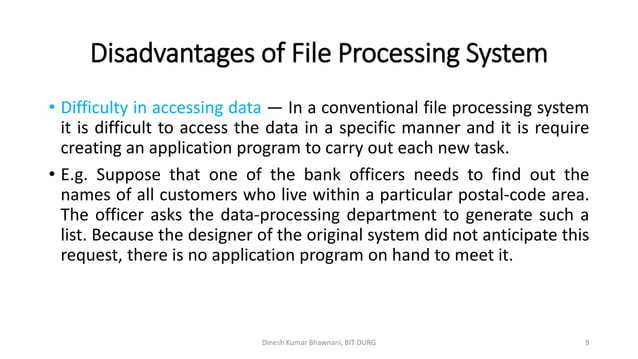 Dbms Notes Lecture 1 : Drawbacks of File processing system | PDF