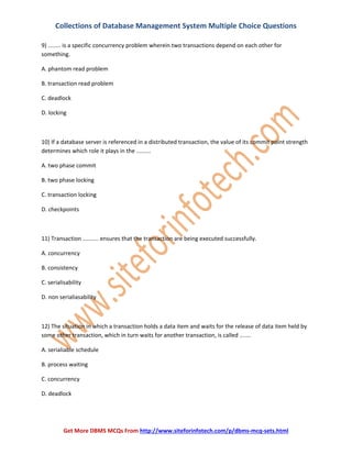 DBMS Multiple Choice Questions | PDF