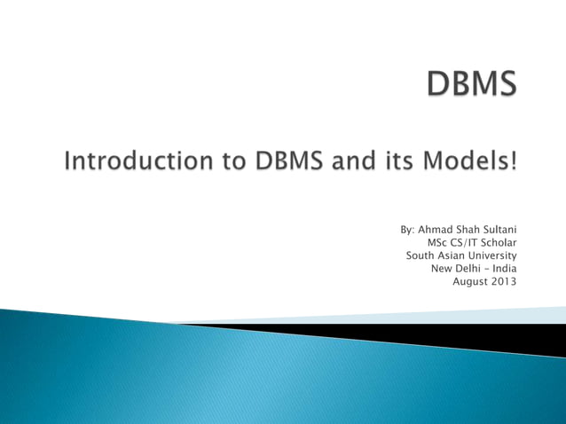 DBMS and its Models | PPTX