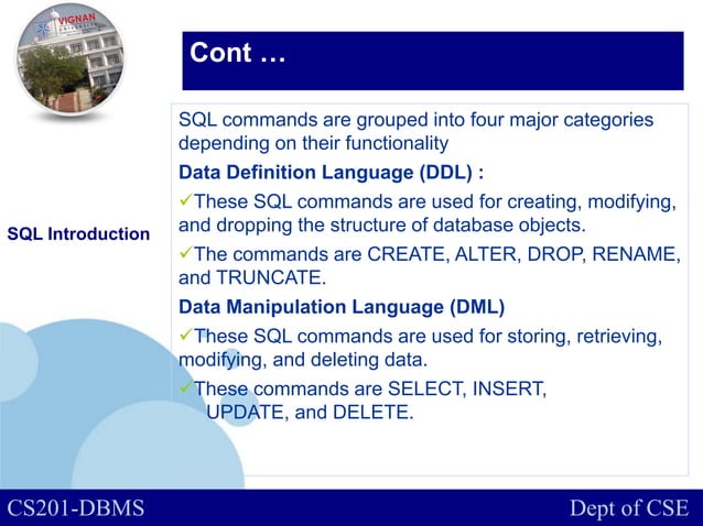 Dbms relational data model and sql queries | PPTX