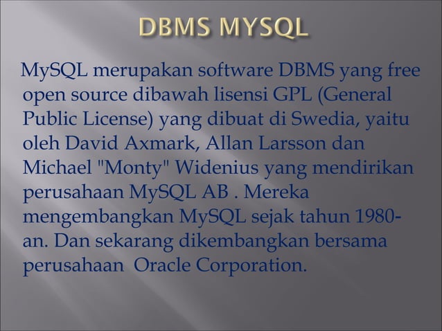 Modul Dbms mysql dan perintah dasar SQL | PPT