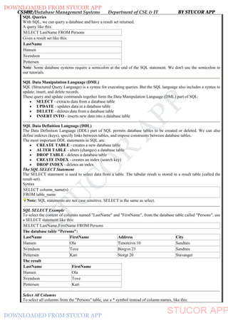 Database Management System NOTES for 2nd year | PDF