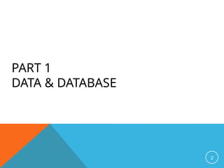 PART 1
DATA & DATABASE
2
 