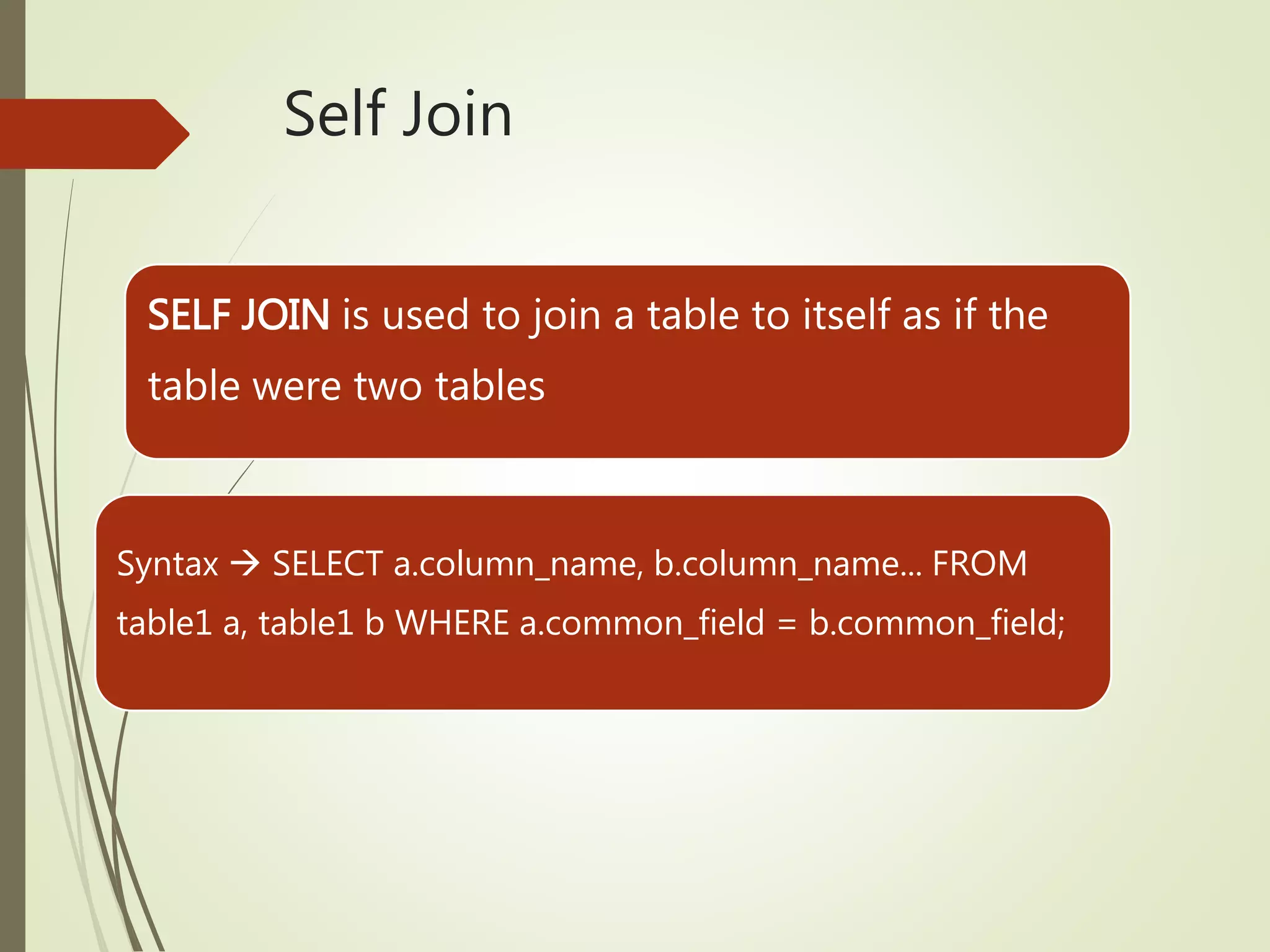 types of SQL Joins | PPTX